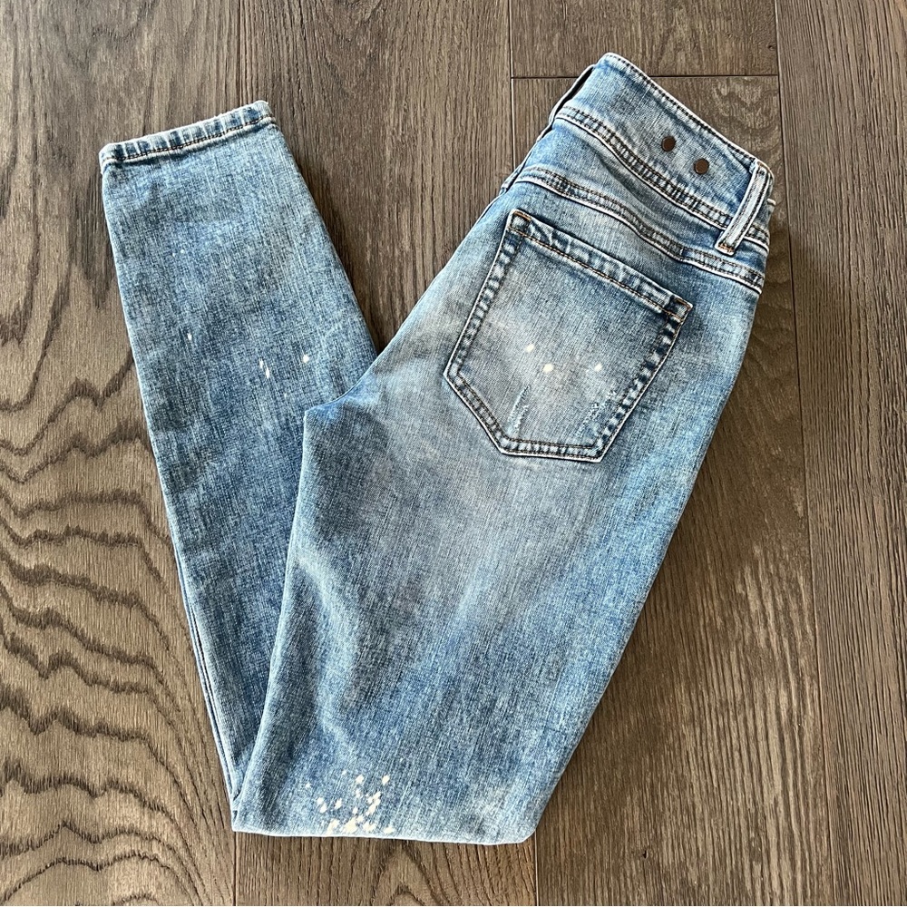CABI #5492 Cinch Skinny Acid Wash Skinny Denim Jeans Size 4 - Picture 3 of 11